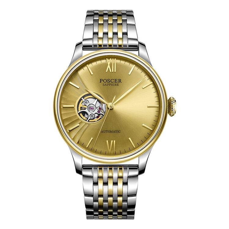 宝时捷(poscer)手表 男士自动机械表时尚皮带防水镂空机械男表50047m.