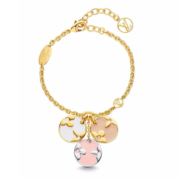 路易威登lv饰品miss lv女士金色圆片手镯手链可调节m63155 m63155