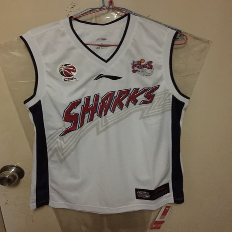 李宁正品 cba上海大鲨鱼球衣aayh865-1 白色-1 s/165