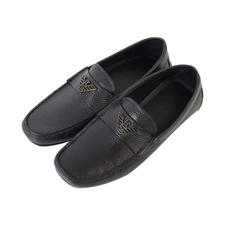 全球购 emporio armani阿玛尼男鞋新款休闲鞋奢侈品 黑色 美码6.
