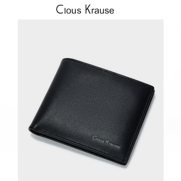 clous krause 钱包男短款头层牛皮真皮男士钱包复古商务休闲ck钱包横