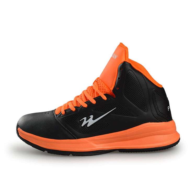 双星高帮篮球鞋pu男运动训练鞋减震防滑透气休闲鞋 dsa919 黑荧光桔