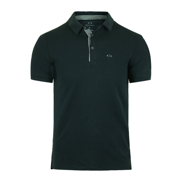 armani exchange/阿玛尼奢侈品男装 内衬条纹领短袖polo衫半截袖男
