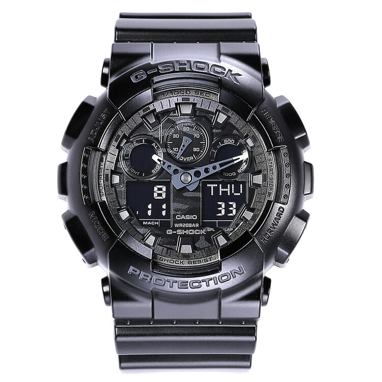 卡西欧(casio)手表g-shock系列迷彩运动双显示防震电子男表 ga-100cf