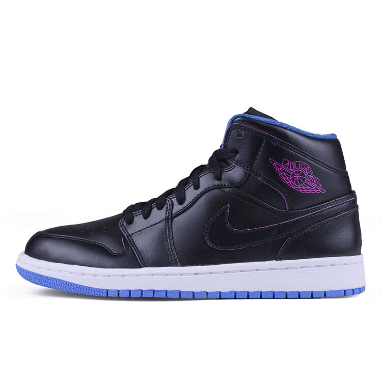 air jordan 1 mid aj1乔1 蓝黑运动鞋篮球鞋男554724-029 美国直邮 46