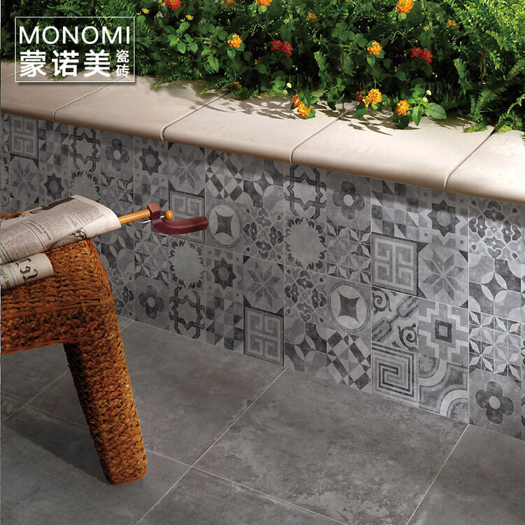 蒙诺美 北欧风格小花砖厨房墙砖卫生间瓷砖地砖300 300仿古砖水泥花砖