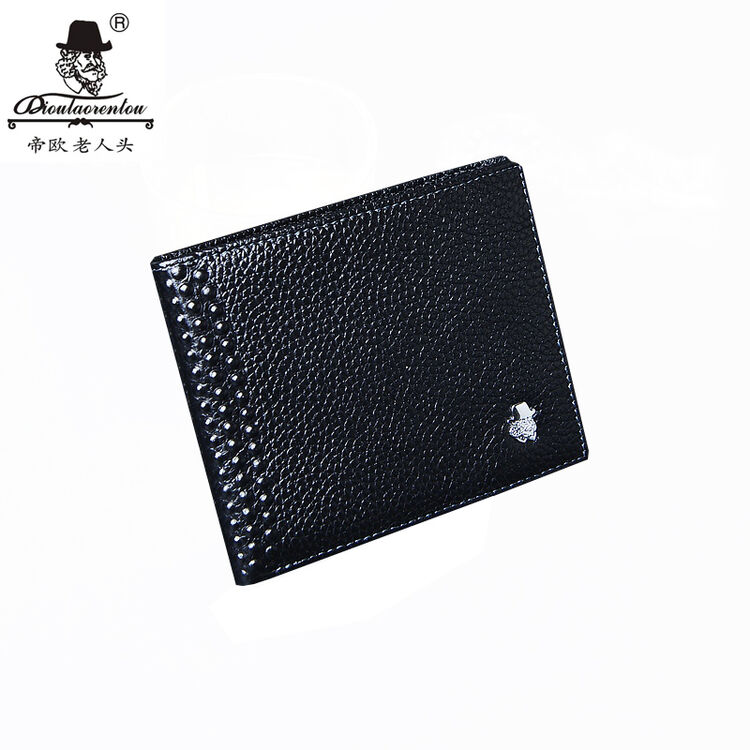 帝欧老人头钱包真皮男士钱夹薄长款牛皮时尚钱包 横款