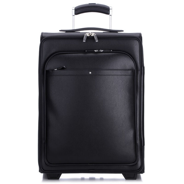 montblanc 万宝龙 中性款黑色牛皮2轮登机滚轮箱拉杆箱 113641【图片