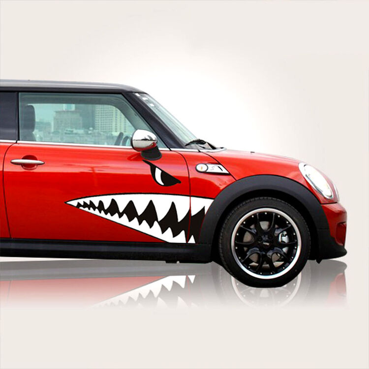 铭仕 鲨鱼嘴车贴车身贴装饰大白鲨贴纸汽车拉花整车贴汽车贴k5k3贴花