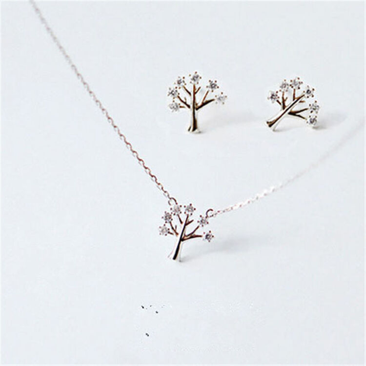 东颉 小清新925银项链 女许愿树锁骨链
