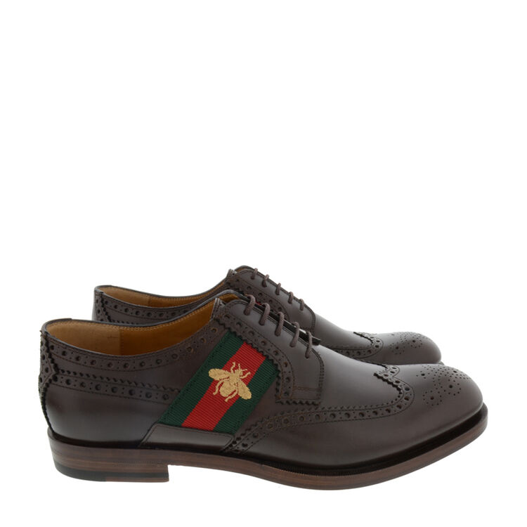 gucci 古驰 男士咖啡色小蜜蜂商务牛皮鞋 棕色407300 dkg20/2160 41