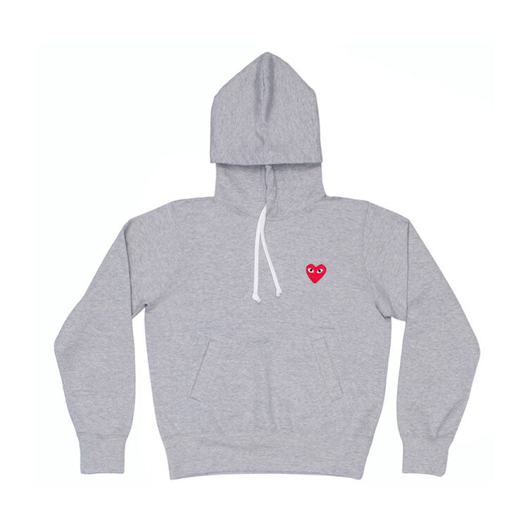 【全球购】 cdg play情侣款 川久保玲 纯色连帽卫衣 灰色 女m