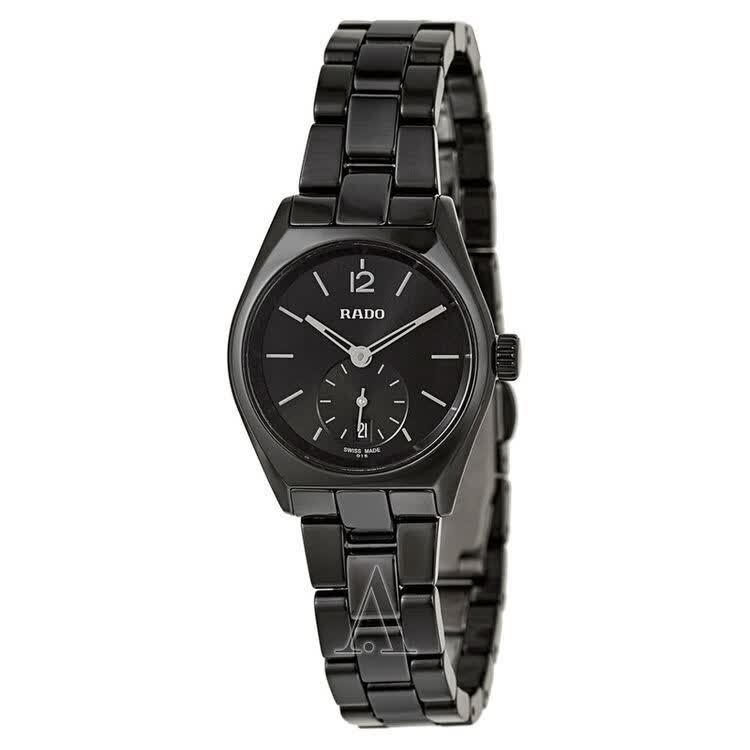 全球购雷达(rado) specchio系列 黑色陶瓷女款手表专柜r27084152