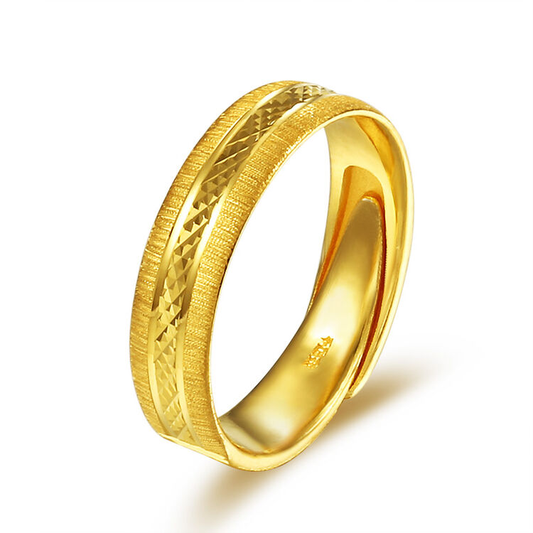 金大福珠宝黄金黄金情侣对戒婚戒 时尚足金活口戒指 计价j缺 男款-活