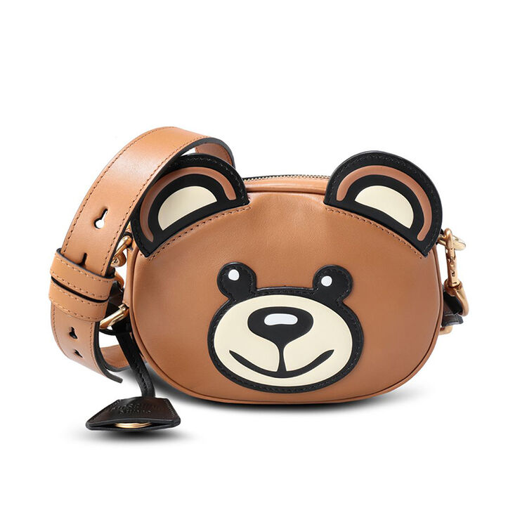 全球购 moschino莫斯奇诺女包斜挎包单肩包小熊图案牛皮革