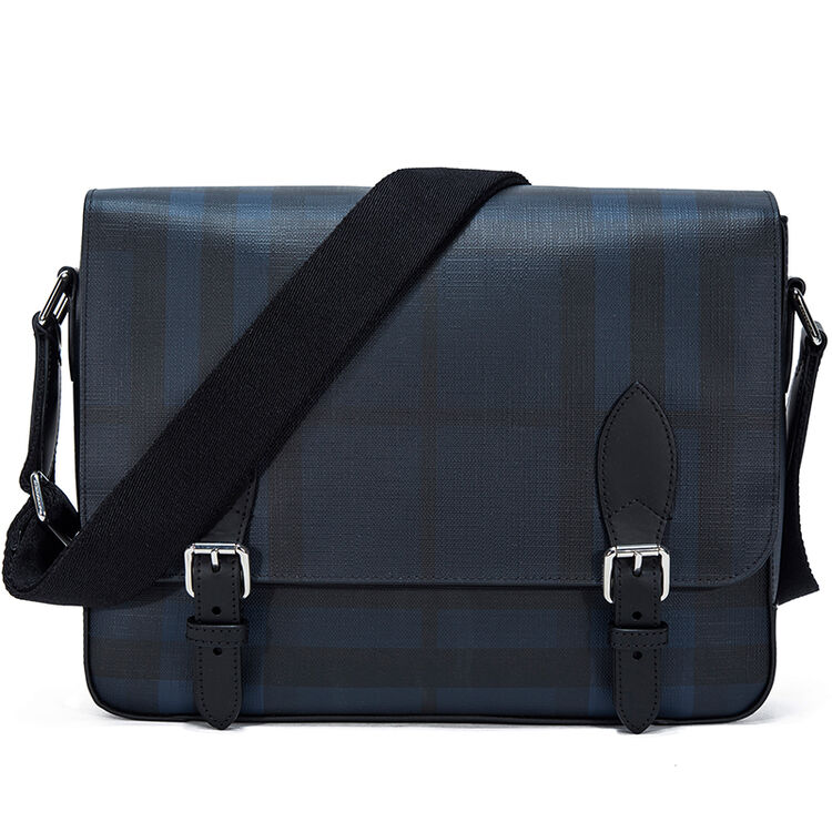 burberry巴宝莉男包 男士pvc单肩包斜挎包 海军蓝黑色