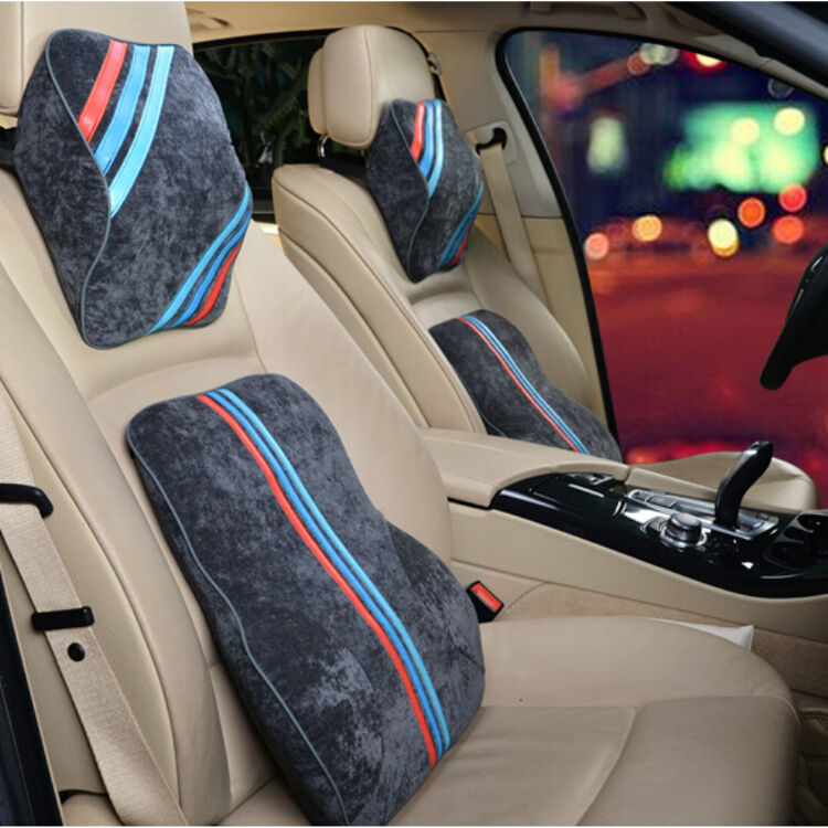 车格仕 汽车腰靠 车用靠背垫靠枕车枕护颈枕 记忆棉头枕腰靠套装 汽车
