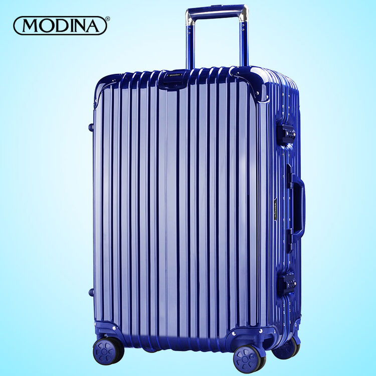 旅行箱 行李箱 男女 铝框 摩迪纳 拉杆箱万向轮 蓝色(铝框款) 20英寸