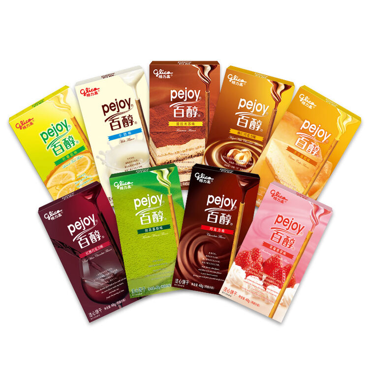 格力高(glico) 百醇经典9盒注心巧克力饼干棒办公室零食大礼包抹茶