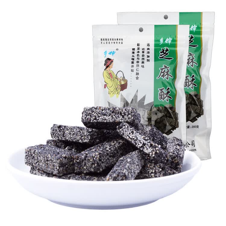 乡婶 手工黑芝麻酥糖安徽特产传统切糕糕点休闲食品独立小包装200g*2