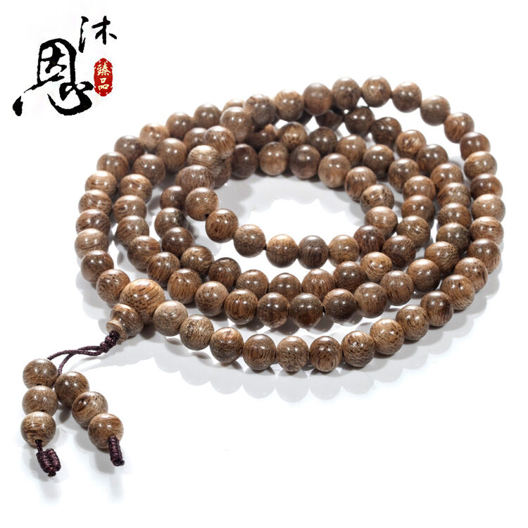 沐恩 沉香手串虎斑纹高油黑肉清甜香韵 108颗*6mm 2236