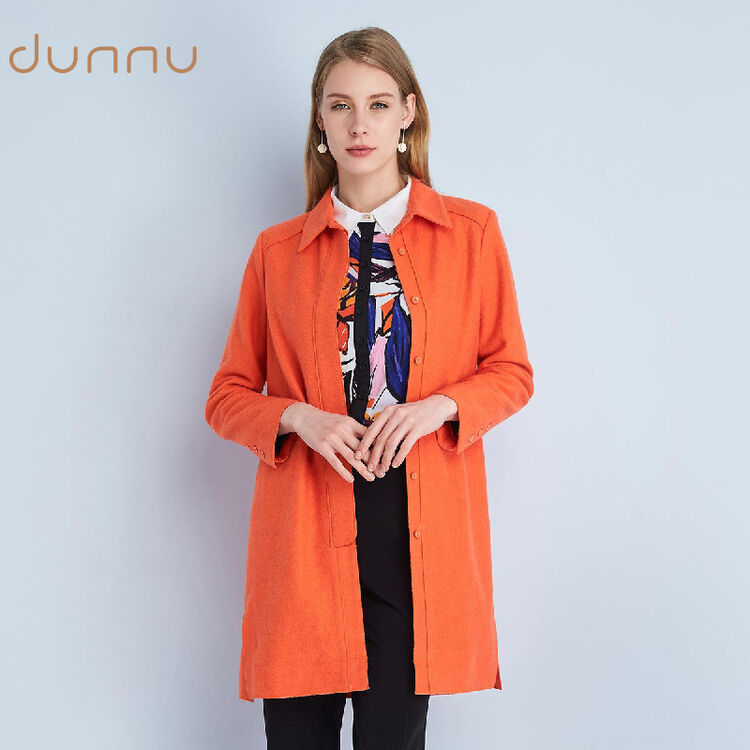 敦奴dunnu 经典通勤中长款女装风衣 桔红 xxl【图片 价格 品牌 评论】
