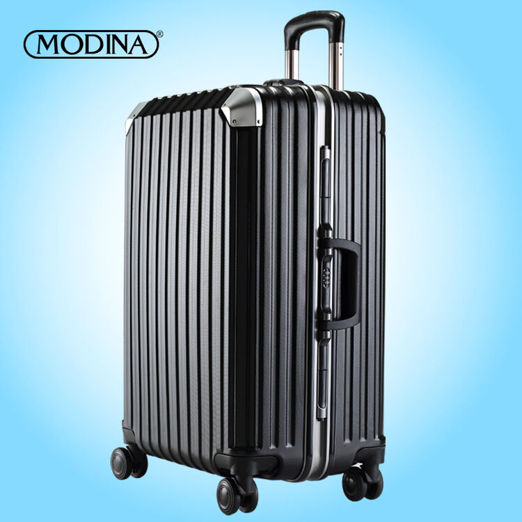 旅行箱 万向轮拉杆箱女 铝框 行李箱男 合金包角 摩迪纳 黑色 20英寸