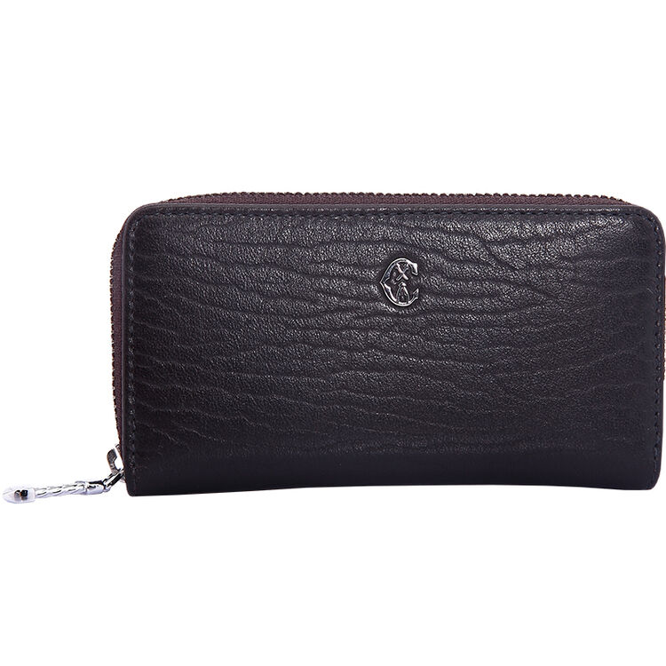 charriol夏利豪 手包头层牛皮深啡色手拿包男士手抓包商务真皮手腕包