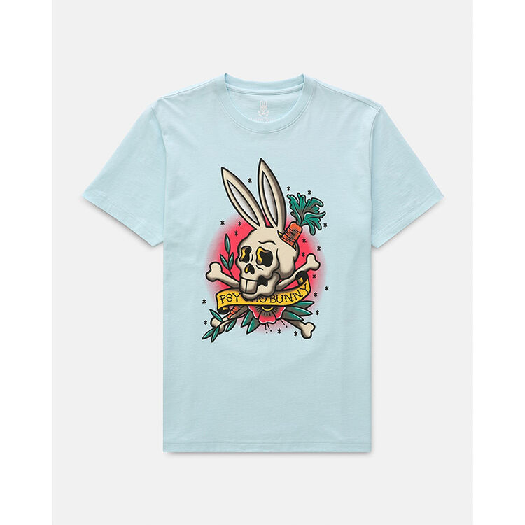 psycho bunny骷髅兔男士t恤短袖圆领logo图 cerulean s