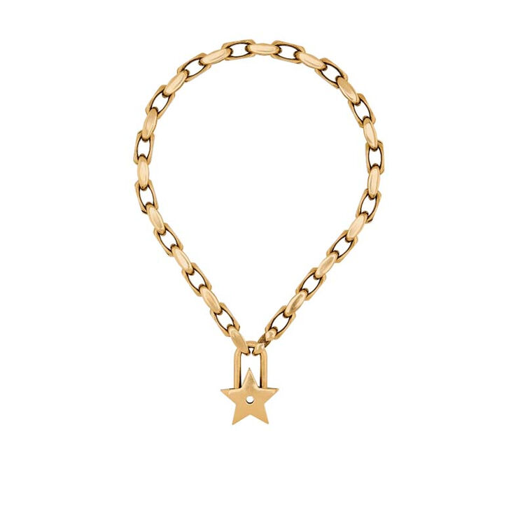 全球购 迪奥 dior女士项链星星挂锁吊坠镀金复古金属 长度40cm