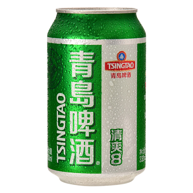 青岛啤酒（TsingTao）清爽8度330ml*24听 整箱装 （新老包装随机发放）五一出游 光明服务菜管家商品 