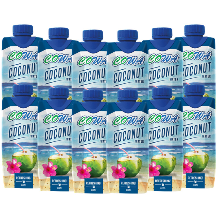COWA进口清甜椰子水 富含电解质含维生素C NFC椰青果汁  330ml*12瓶 光明服务菜管家商品 