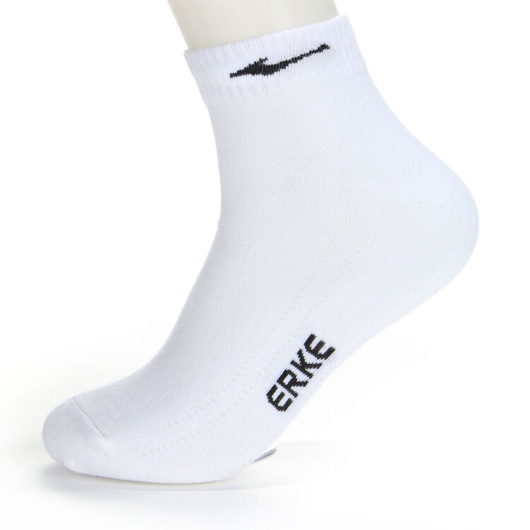 鸿星尔克运动袜男袜棉透气吸汗袜子中筒袜 正白(黑色logo) 男均码【图