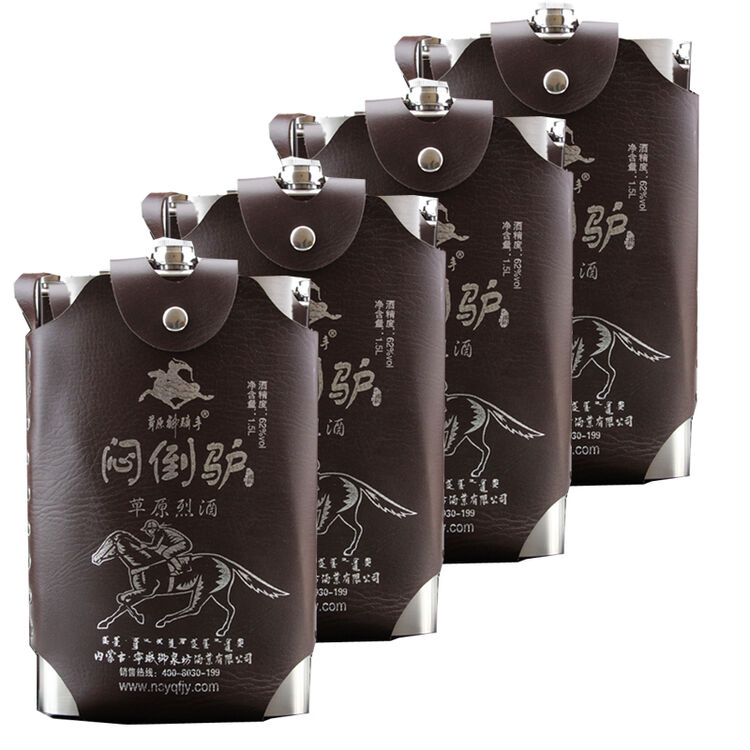 闷倒驴不锈钢背壶62度整箱装白酒1500ml*4瓶口感绵柔清香型