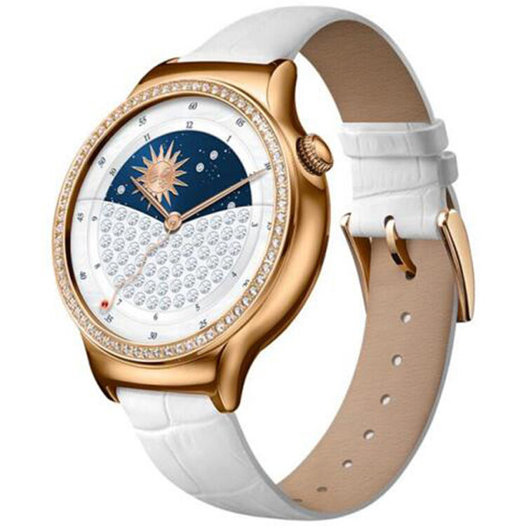 华为(huawei)watch 智能手表 星月系列女表(玫瑰金 白色鳄鱼纹牛皮
