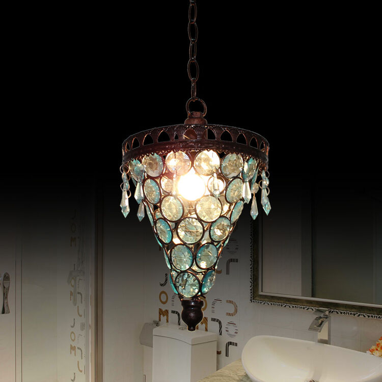 【奥古】美式乡村彩色菠萝吊灯 浪漫咖啡厅灯酒吧灯 异域特色吊灯 f款