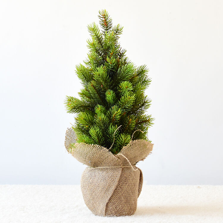 诺琪 麻布pe迷你仿真绿植圣诞树 30/50cm小型圣诞树桌面摆件圣诞装饰