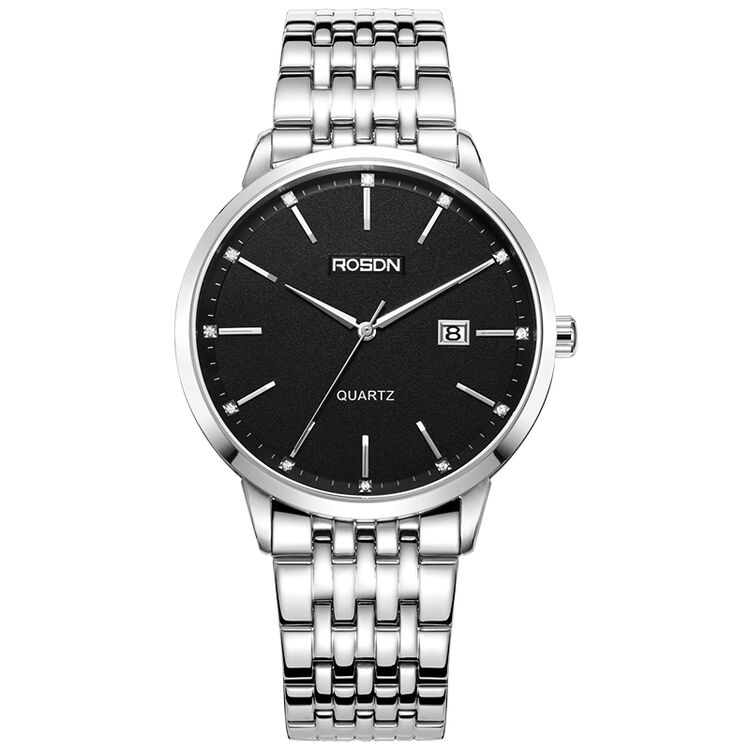 劳士顿(rosdn)手表 男超薄精钢带男士腕表时尚休闲男表防水钟表3635