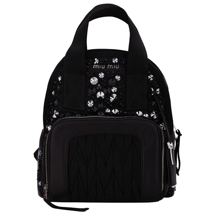 miu miu 缪缪 女士黑色羊皮双肩包 5bz005 2etw f0002