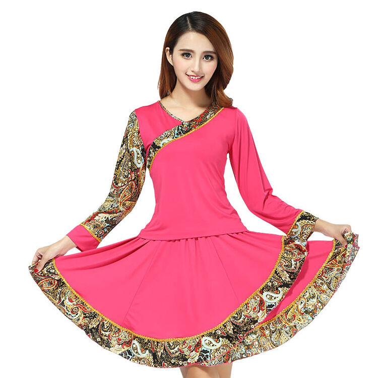 艺涛广场舞服装套装春夏新款女中老年秋季舞蹈服装长袖上衣大摆裙裙裤