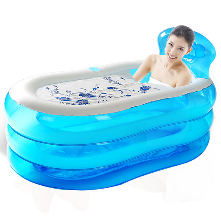 漫游宝宝 成年人免充气浴缸浴桶保温充气泡澡洗澡桶加厚保温 天蓝大号