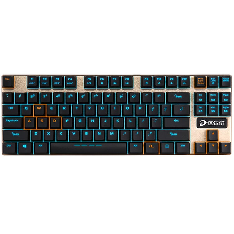 达尔优(dareu)87键机械合金版游戏背光机械键盘 黑金色 青轴 绝地求生