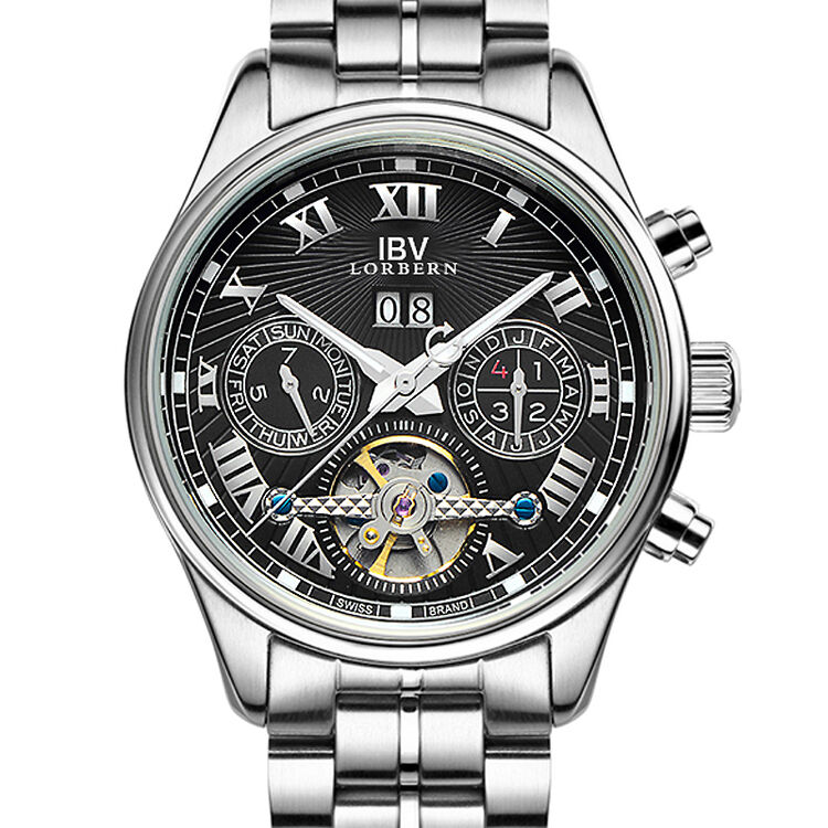 路宝(ibv)手表全自动机械表 经典商务精钢材质防水男士手表 8660g 银