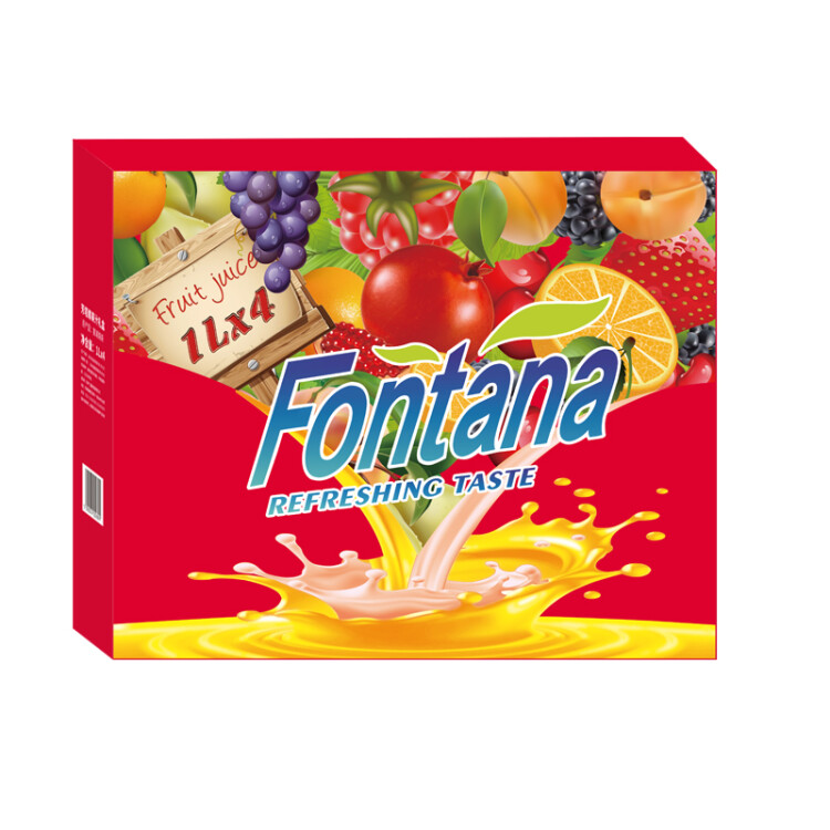 地中海塞浦路斯进口 芳塔娜（Fontana）四种口味100%果汁 1L*4瓶 果汁饮料 礼盒装 光明服务菜管家商品 