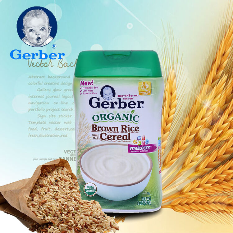 全球购 美国进口gerber嘉宝米粉1 2 3全阶段米粉 227g 宝宝辅食 1段有