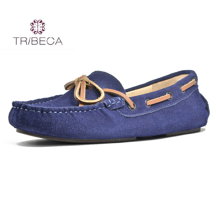 5v12107k tribeca翠贝卡 春季新款豆豆鞋磨砂低帮鞋平底女鞋 兰色 35