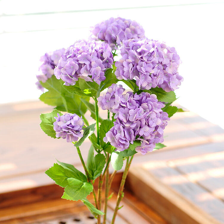 欧式8头小绣球仿真花束假花绢花客厅装饰花瓶套装插花卉 紫色