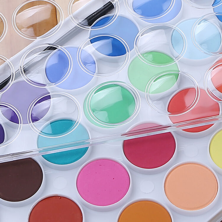 雄狮固体水彩颜料套装粉饼初学者小学生美术用品写生透明水粉颜料 36