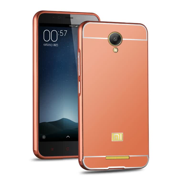江铭 金属边框镜面后盖手机套保护壳手机壳 适用于小米红米note2 玫瑰