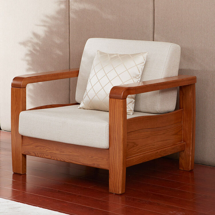 光明家具 沙发进口红橡木组合现代中式客厅沙发38103 单人位(无抱枕)